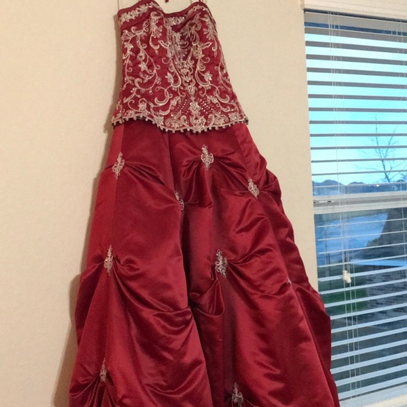 red and silver quince dresses